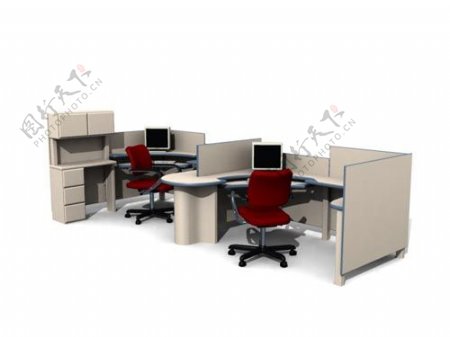 办公家具办公桌3d模型办公桌22