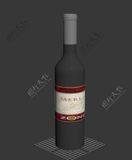 红酒瓶3D模型图片