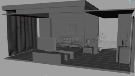 简约紧凑的卧室3D模型