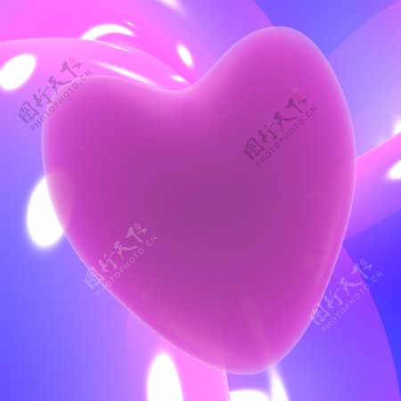 淡紫色的心一个发光的背景显示爱浪漫的情人节