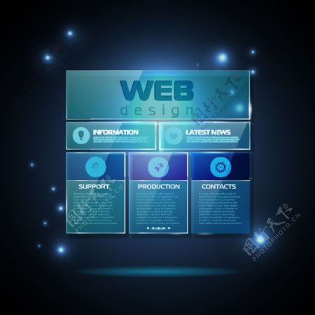 蓝色的Web图表模板设计矢量图03