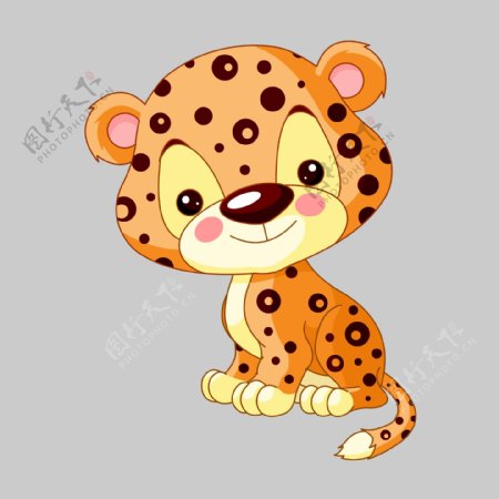 印花矢量图可爱卡通卡通动物豹子婴童装免费素材
