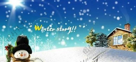 韩国圣诞雪景PSD模板