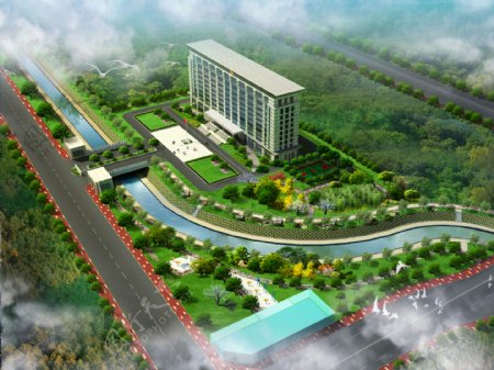 滨河办公区景观设计图片