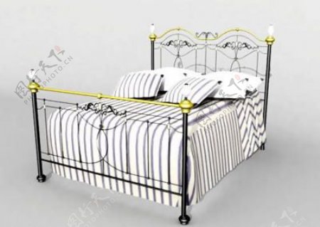3d欧式家具床模型3d模型下载带材质8