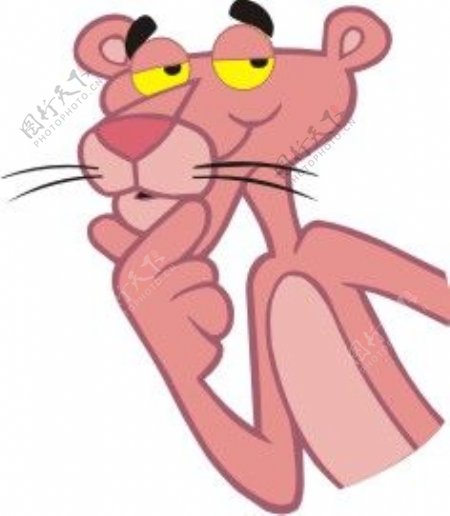 印花矢量图动物粉红豹色彩朱砂红卡通动物免费素材