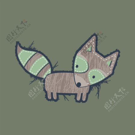 印花矢量图T恤图案可爱卡通卡通动物狐狸免费素材