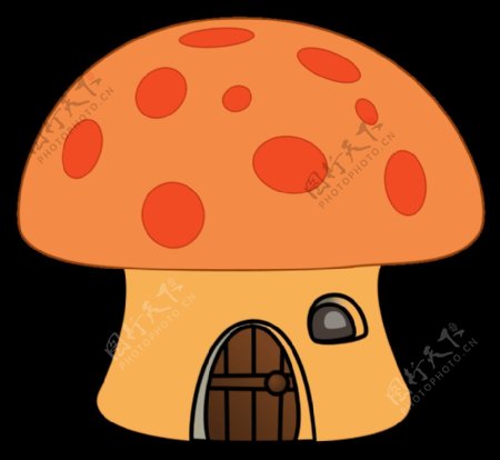 橙色的蘑菇房子