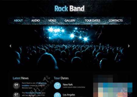 Rock音乐俱乐部Responsive手机网站模板