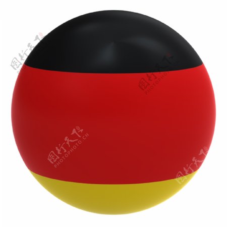 德国国旗在球白色隔离