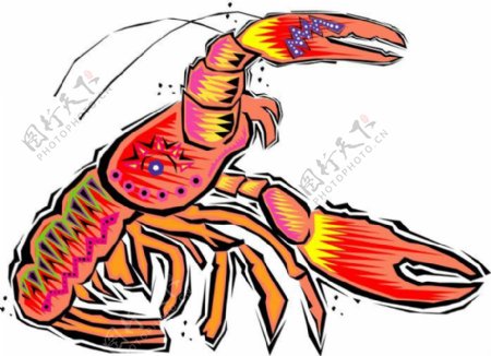 位图动物小龙虾色彩红色免费素材