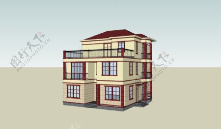 新农村实用别墅CAD施工图与效果图
