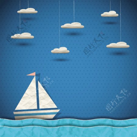 帆船和云