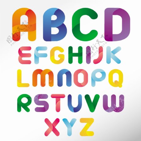 可爱剪纸贴纸拼音英文字母矢量图片