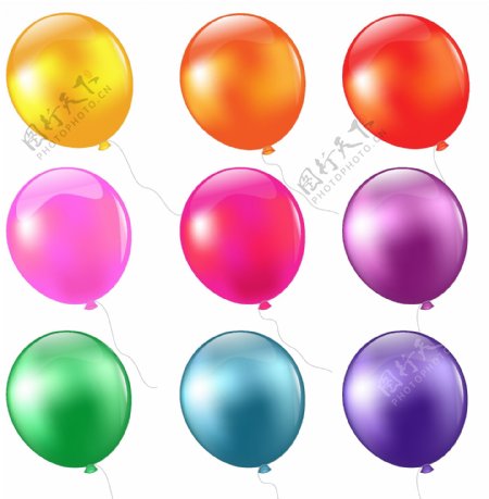 多款彩色气球矢量