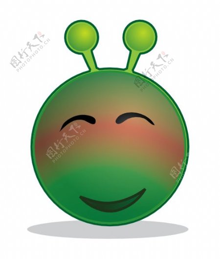 微笑的绿色外星人红色剪辑艺术