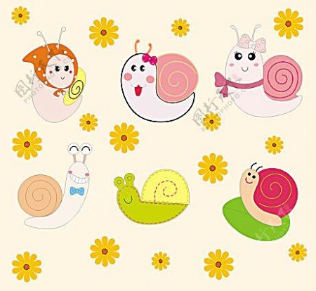 卡通蜗牛图案背景素材