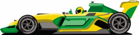 黄色和绿色的一级方程式赛车