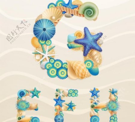 沙滩海洋生物字母拼音图片