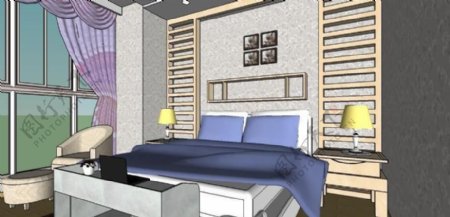 室内卧室skp模型