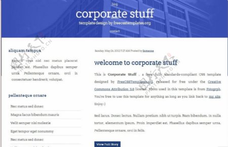 蓝色企业资料网页模板