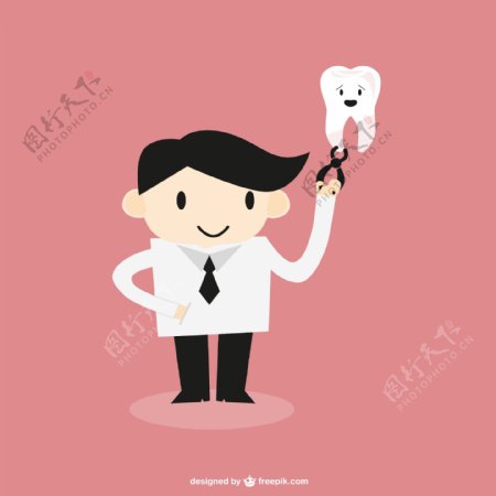 卡通牙医与牙齿矢量素材