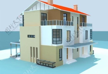 海边华丽独栋多层别墅3D模型
