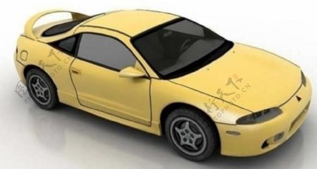 黄色跑车max模型图片