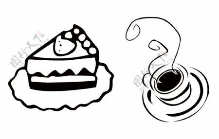 蛋糕茶矢量蛋糕卡通蛋糕卡通茶