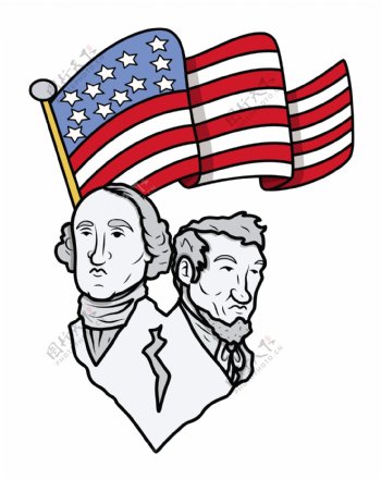 林肯和华盛顿与美国国旗的国家自豪感