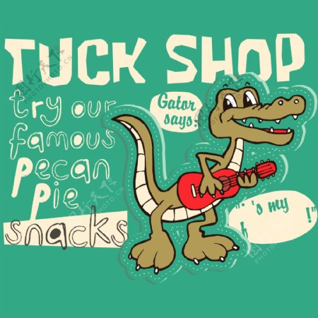 印花矢量图男童T恤图案动物鳄鱼免费素材