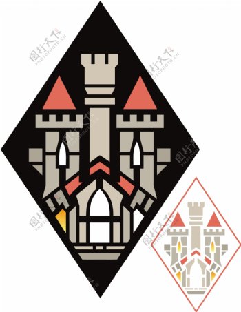 装饰艺术风格的城堡徽章