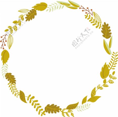 秋花框可爱复古的花的形状设置联合国环完美的婚礼请柬和生日卡片