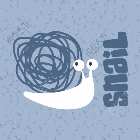 印花矢量图T恤图案图文结合动物蜗牛免费素材