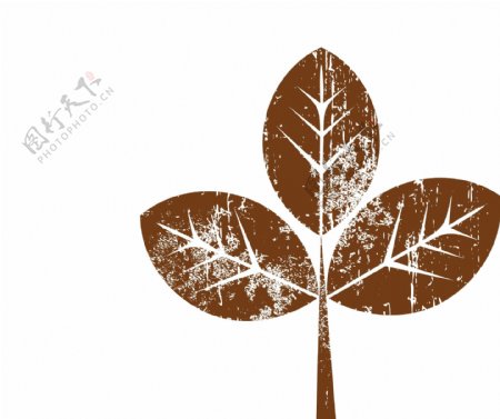 印花矢量图优雅植物三片叶色彩褐色免费素材