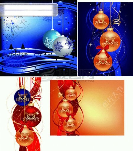 4款圣诞节装饰球矢量图圣诞节矢量图节日矢量素材eps