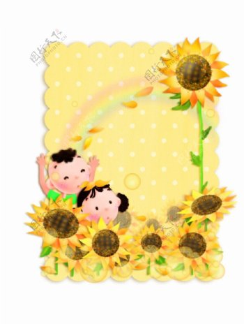 孩子和向日葵