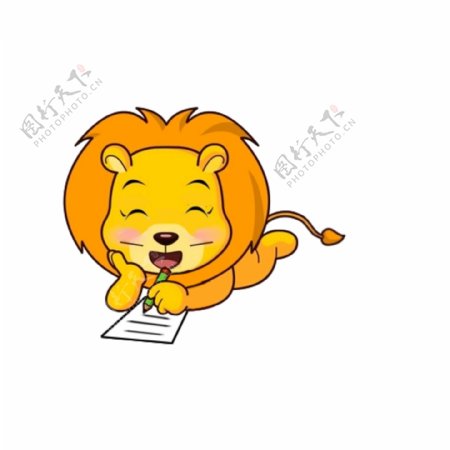 小狮子趴下写字动画