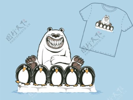 位图动物北极熊企鹅冰山免费素材