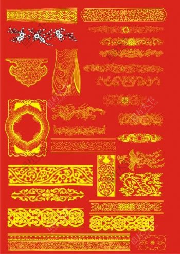 中国古代花纹花边矢量图案集