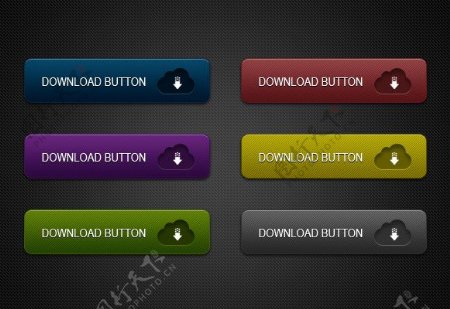 六款网页下载按钮psd素材