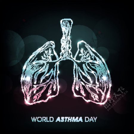 世界哮喘日肺形状向量
