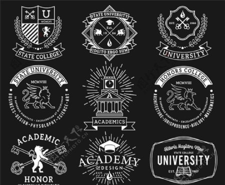 大学徽标图标图片
