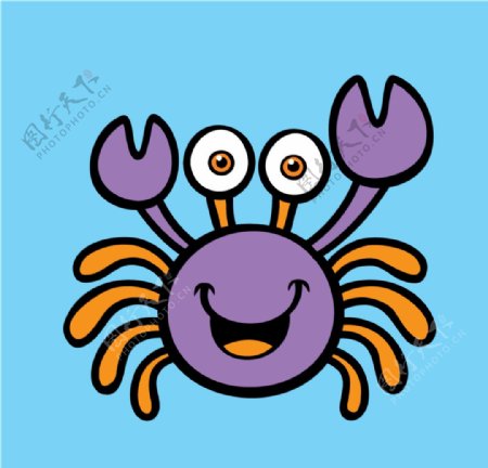 卡通螃蟹可爱紫色螃图片