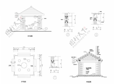 CAD施工图素材亭子图片