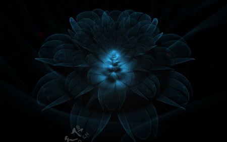 科幻蓝色花朵图片