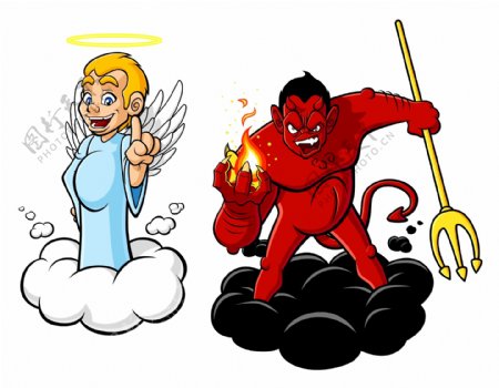 天使恶魔正义邪恶卡通图片