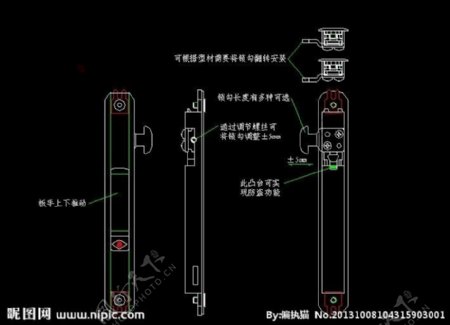 门窗通用锁具CAD图片