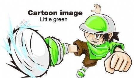 绿色卡通男孩图片