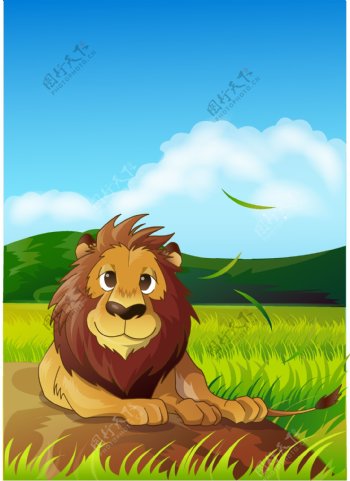 可爱动物绿色公狮子图片